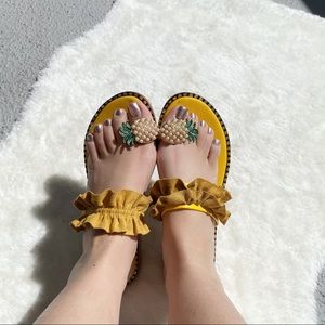 Pearl pineapple ruffle strap sandals Feb